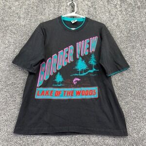Gopher Sport T Shirt Mens Large Black Border View Lake of the Woods Fishing USA